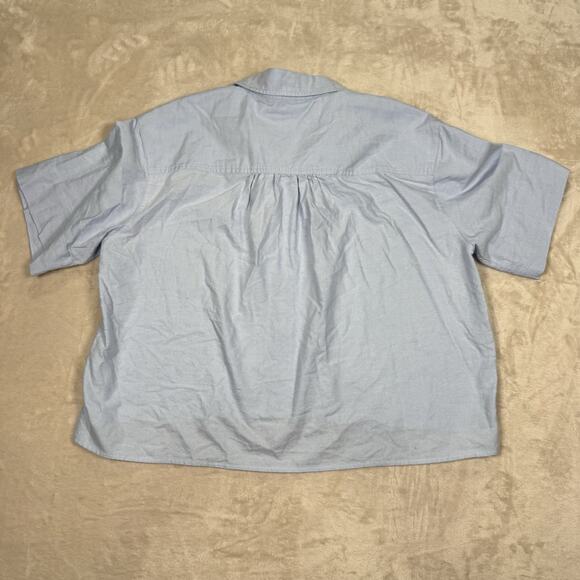 AYR Women's The Book Club Cropped Button Down Top Oxford Blue Womens Size L - Picture 4 of 7